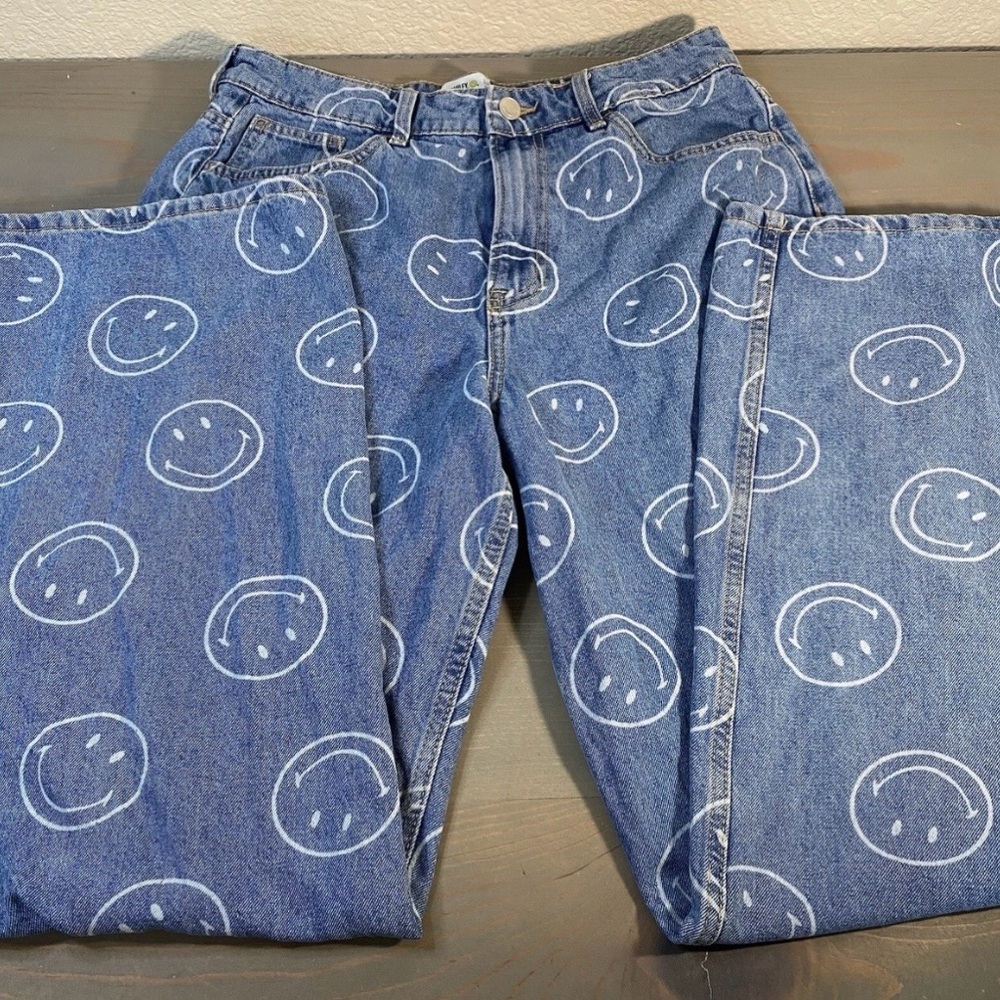 H&M Blue Smiley Face Flare Jeans
